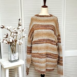 Leo & Nicole Size XL Multi Knit Stripe Pullover Sweater.